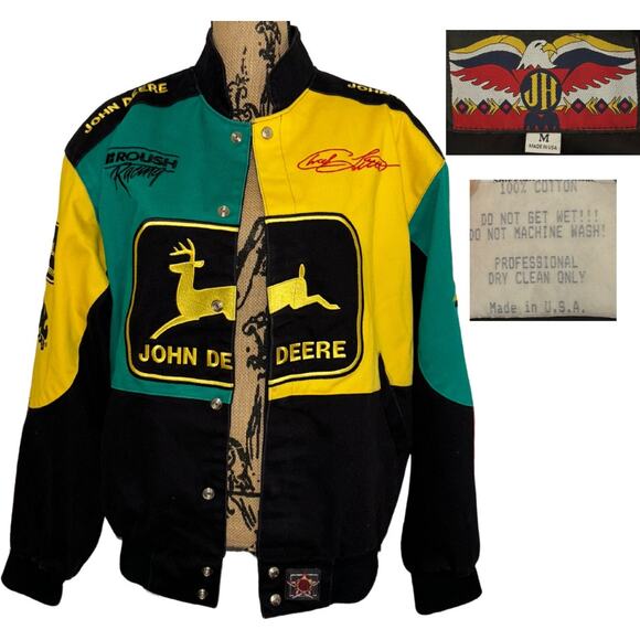 1998 John Deere Racing Chad Little Jacket Size Medium JH Roush Vintage 90s Moto - Picture 1 of 7